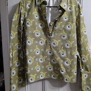 Green Patterned Long Sleeve Shirt
